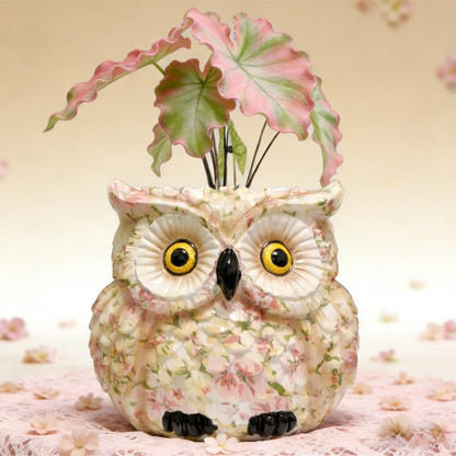 Owl Planter, Owl Succulent Pots, Funny Plant Pots Indoor/Outdoor, Decorative Garden Flower Pot, Cute Small Planters for office Home Decor, Unique Statue Figurine Gifts for Women Mother Teacher Red