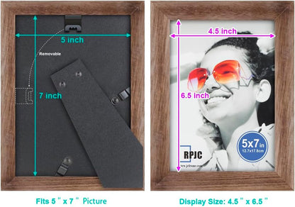 RPJC 5x7 Picture Frames Made of Solid Wood High Definition Glass for Table Top Display and Wall Mounting Photo Frame Black