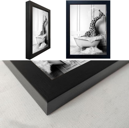 Bathroom Picture Wall Decor, Framed Black and White Bathroom Wall Art, Toilet Paper in Little Funny Raccoon's Hand Animal Canvas Print Painting