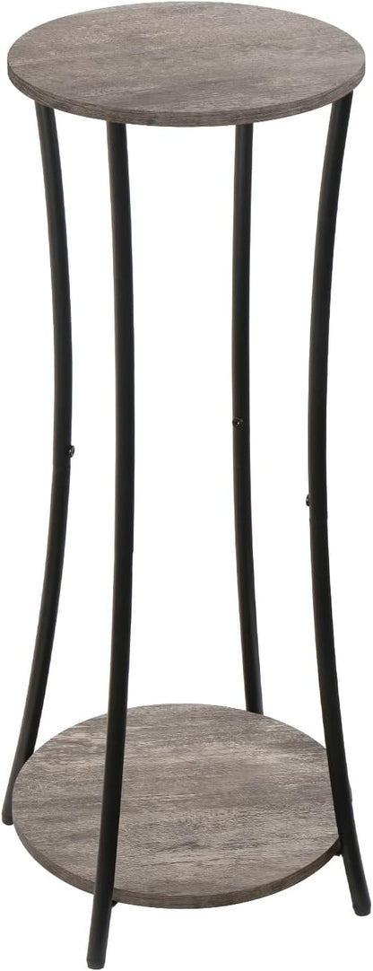 YINMIT Plant Stand Indoor,2 Tier Round Potted Holder Rack,Flower Pot Stand Shelf,Round Supports Rack,Corner Plant Shelf for Balcony Garden Patio Living Room,Brown