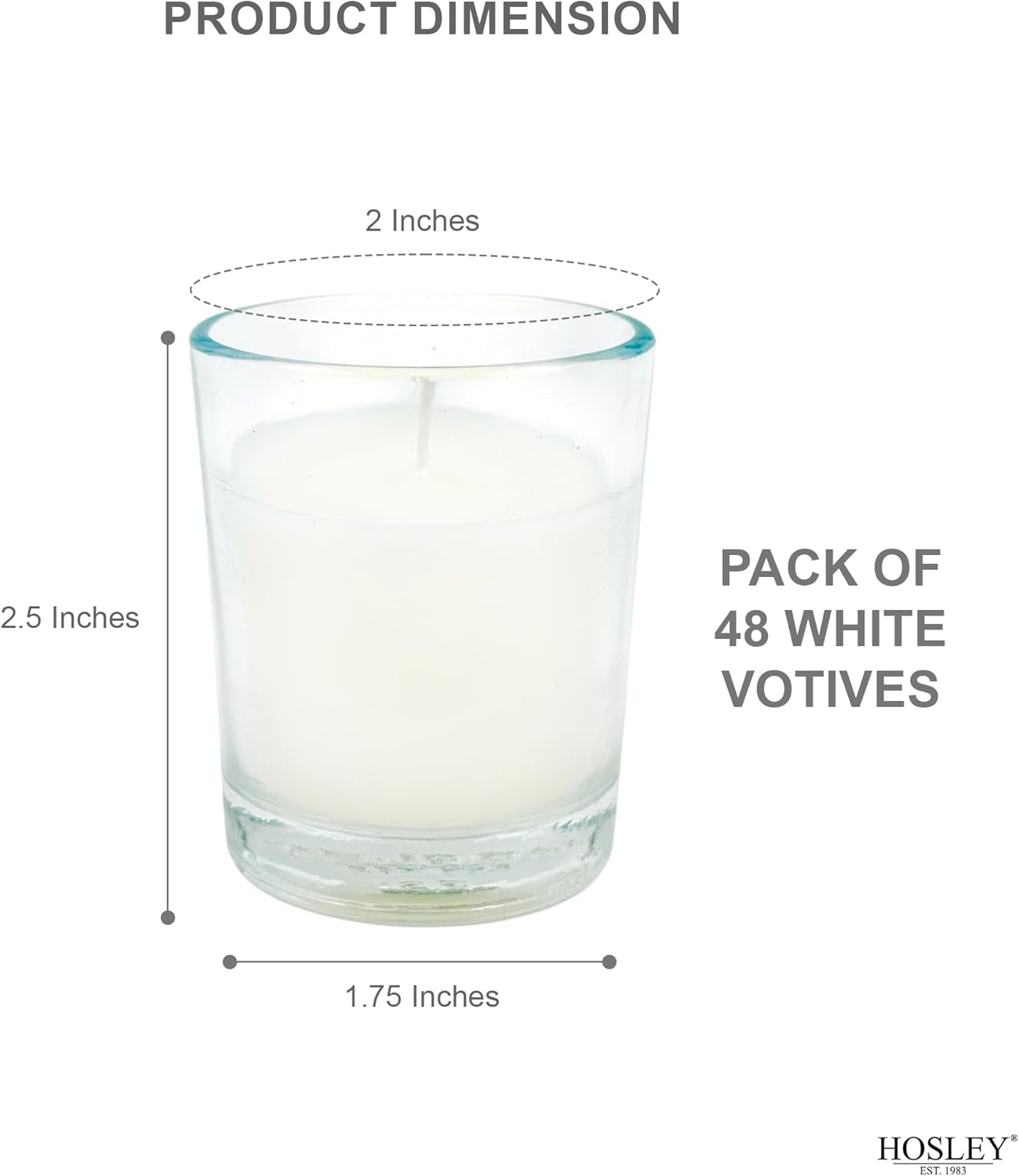 48-Pack Clear Glass Votive Candles – 10–12 Hour Long Burn, Unscented, Ivory, Bulk Set for Weddings, Events & Table Centerpieces – Hosley