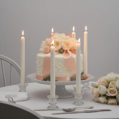 Candlestick Holders - 6 Pack Glass Candlestick Holders, 2.36" Height Clear Taper Candle Holders for Candlesticks, Small Centerpiece for Wedding, Festival, Party Decor (6, Clear)