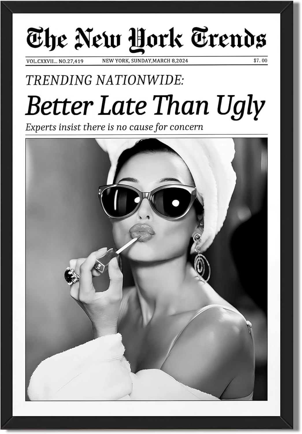 Framed Black And White Retro Newspaper Wall Art ItS Already Yours Universe Quote Poster Trendy Positive Inspirational Wall Decor for Bedroom Office Apartment Dorm Affirmation Canvas Print 8x12inch