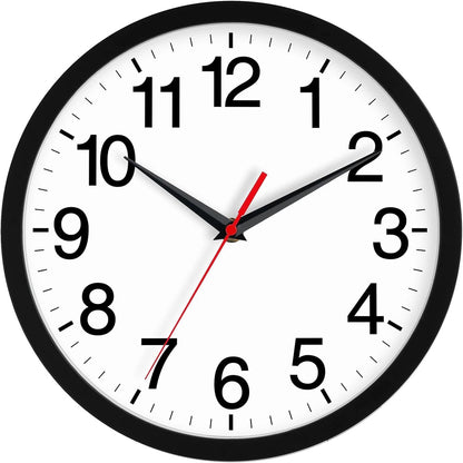 Rohioue Wall Clock Modern 8 Inch Battery Operated Silent Non Ticking Small Analog Clock for Living Room Office Home Bedroom Kitchen Bathroom(Black)