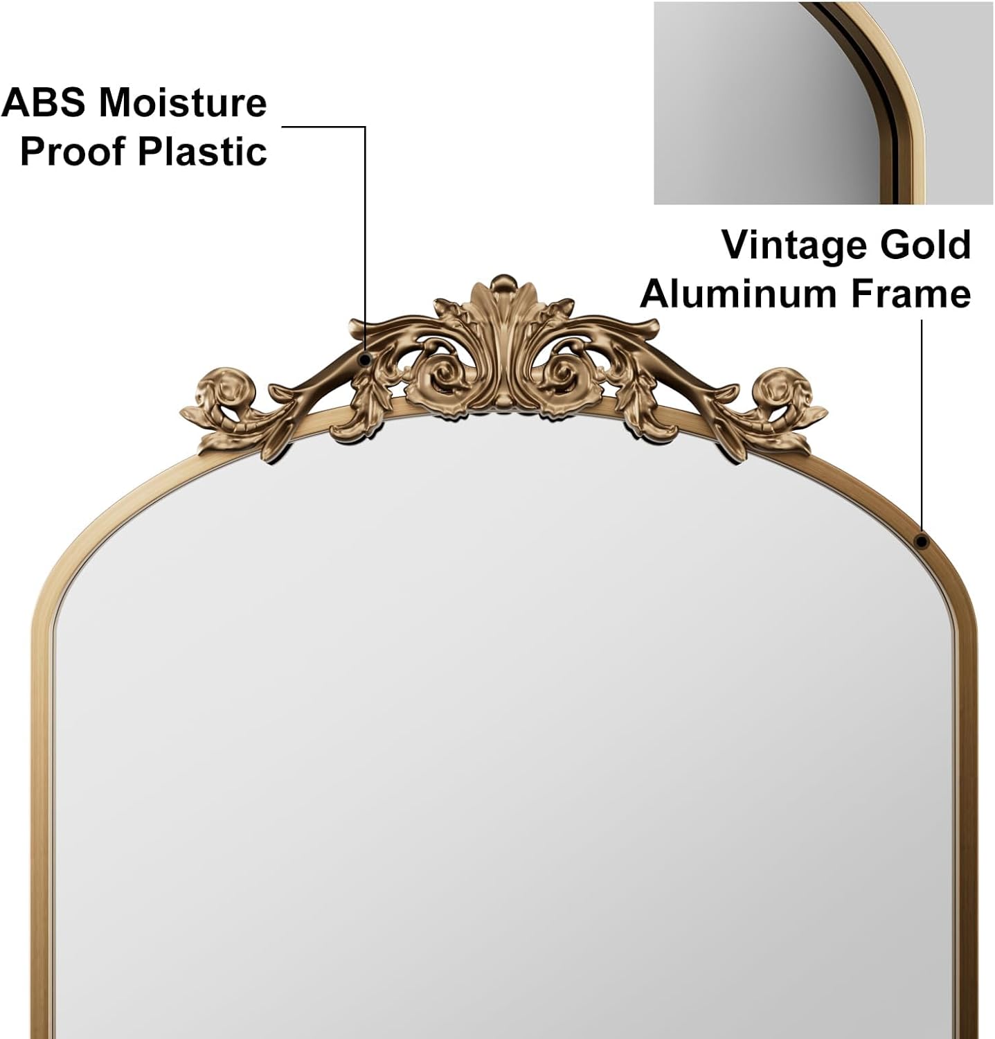 Dewfig Arched Full Length Mirror, 76"x34" Large Floor Mirror, Full Body Mirrors for Leaning or Hanging, Standing Mirrors for Bedroom, Living Room,Dressing Room, Aluminum Alloy Frame, Black