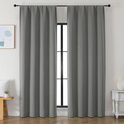 Simplebrand Ava Sage Green Blackout Curtains for Bedroom 63 Inch Length 2 Panels Set, Solid Thermal Insulated Energy Saving Rod Pocket Window Treatment Curtains Blackout Drapes, W40 x L63 Inch, Sage - Colors B