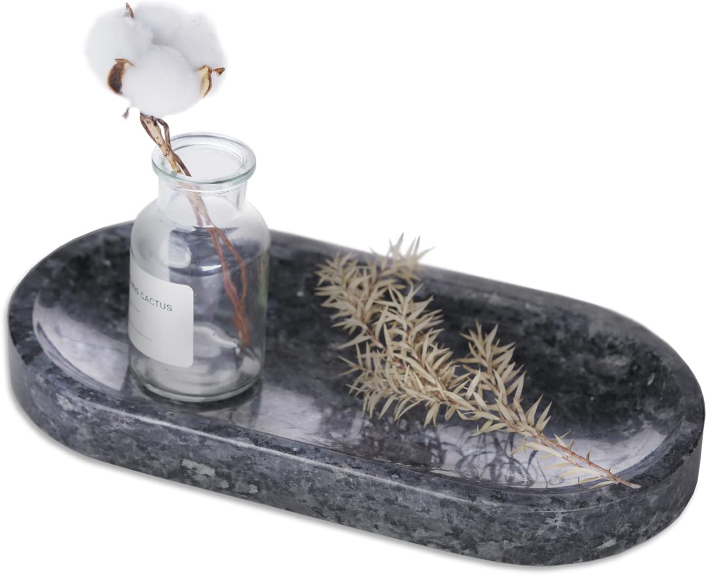 Koville Italian Travertine Tray, 12"x6" Vanity Decorative Marble Tray for Countertop, Catchall Tray for Perfume, Candles, Jewelry Dish Tray