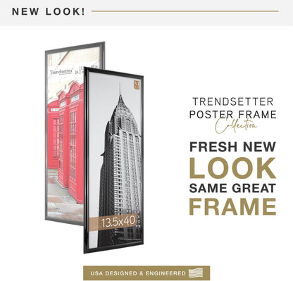 MCS Trendsetter 24x36 Poster Frame Black High-Gloss, Vertical & Horizontal Wall Hanging Large Picture Frame for Photos, Posters & Art Prints (1-Pack)