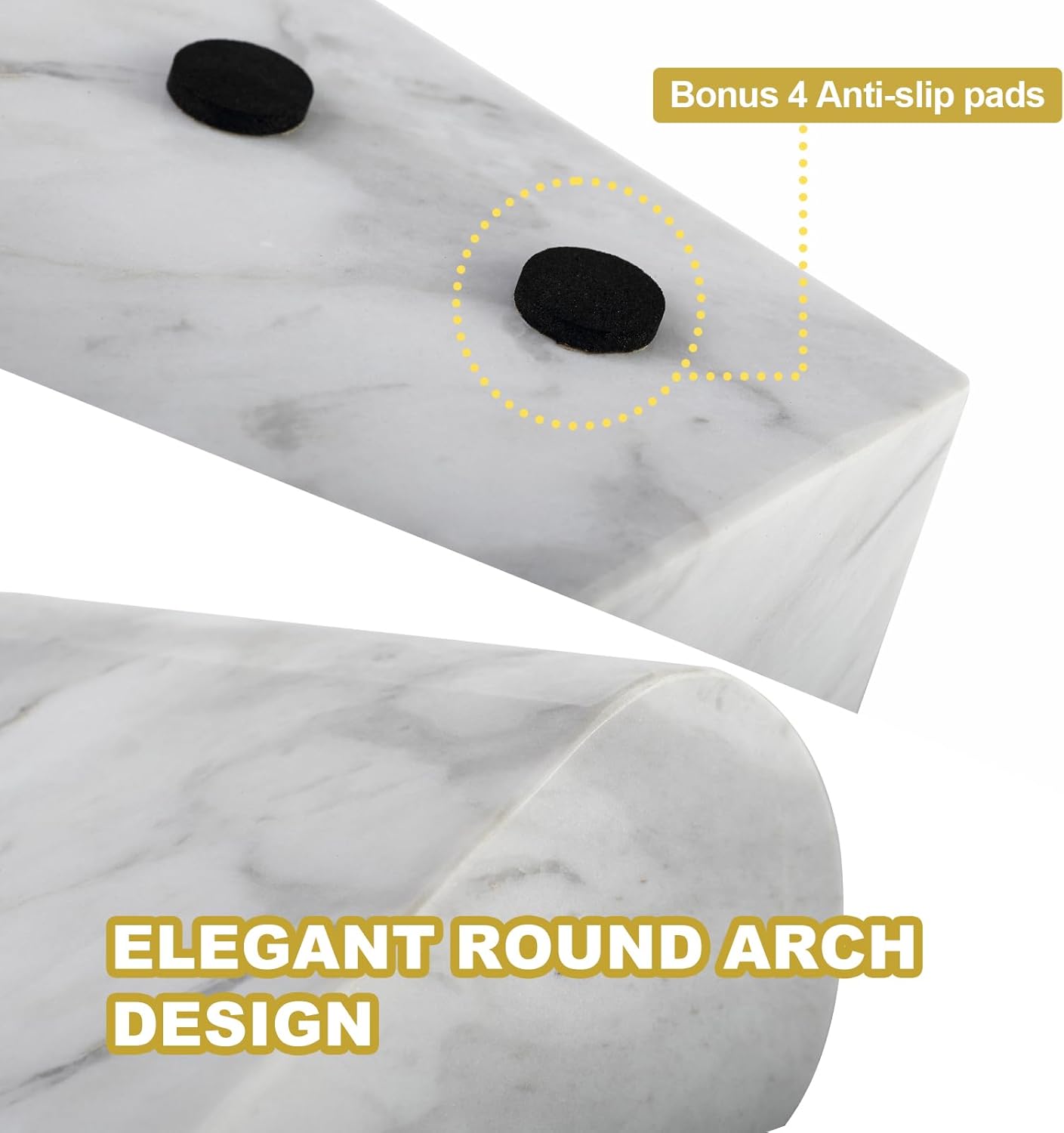 Koville African Natural Marble Bookends for Shelves, Non-Slip Book Ends, 13LBS Ultra Heavy Duty Marble Book Holder Organizer, Apartment Decor for Movies/CD/Video Games(Namib Fantasy)