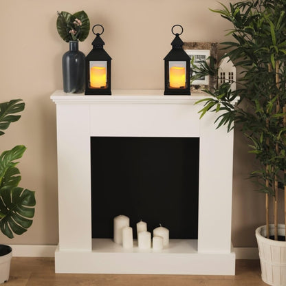 2 Pack 10.2” Candle Lanterns Decorative Indoor Hanging Lanterns with Warm Flickering LED Candle 6 Hours Timer,Black Battery Powered Candle Lantern Table Centerpiece Mantle Shelf Home Decor
