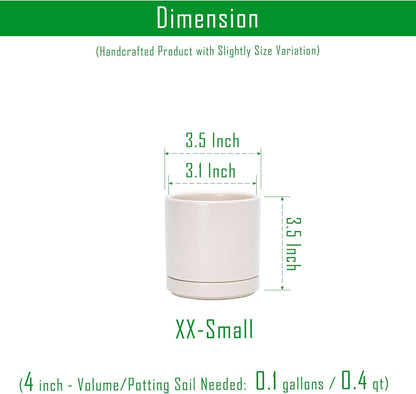 D'vine Dev 6.5 Inch Ceramic Planter Pot with Drainage Hole and Saucer, Indoor Cylinder Round Planter Pot, Olive, 94-O-C-J