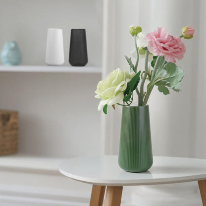 White Ceramic Vase, GUKJOB Small Cute Flower Vase for Pampas Grass, Home, Living Room, Dining Table, Farmhouse, Office Decor, Bedroom, Table, and Kitchen Shelf (White)