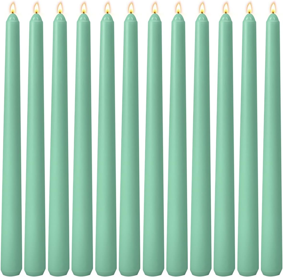 12-Pack Olive Green Taper Candles, 10 Inch Unscented Dripless Candlesticks, Long-Lasting Burn Time of 7-8 Hours, Perfect for Christmas Home Décor Spring and St. Patrick's Day