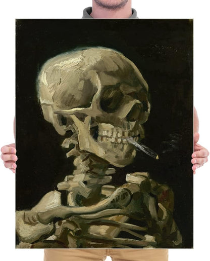 Wieco Art Skull of a Skeleton with Burning Cigarette, 1886 by Vincent Van Gogh Canvas Wall Art for Home Decor and Wall Decor Post-impressionism Canvas Prints Pictures Artwork