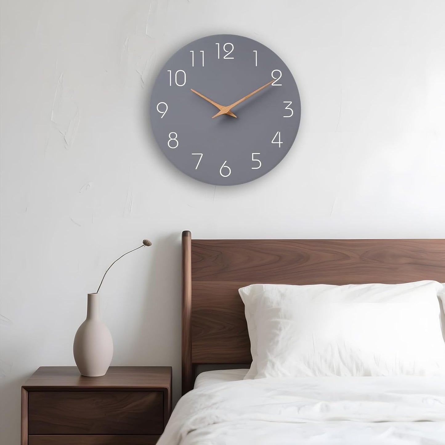 Mosewa Wall Clock 8 Inch Black Battery Operated Silent Non Ticking Simple Minimalist Rose Gold Numbers Decorative for Bedroom Living Room Kitchen Home Bathroom Office