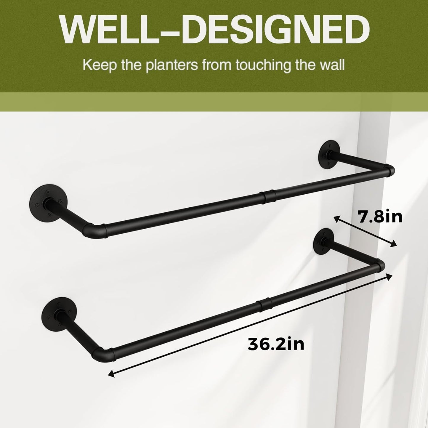 Galood Plant Hanger Indoor with 6 Hanging Chains Hanging Planters for Indoor Plants Hanging Plant Holder Window Plants Rod Black Metal Shelves(70.8 Inch Pot not Included