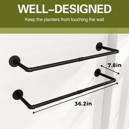 Galood Plant Hanger Indoor with 6 Hanging Chains Hanging Planters for Indoor Plants Hanging Plant Holder Window Plants Rod Black Metal Shelves(70.8 Inch Pot not Included