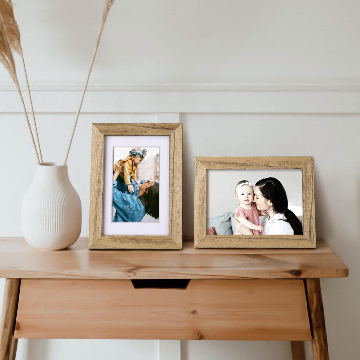 Egofine 12x16 Picture Frame Black, Covered by Plexiglass Made of Solid Wood, Display Pictures 9x12 and 11x14 with Mat or 12x16 Without Mat, for Wall Mounting Photo Frame - Colors A