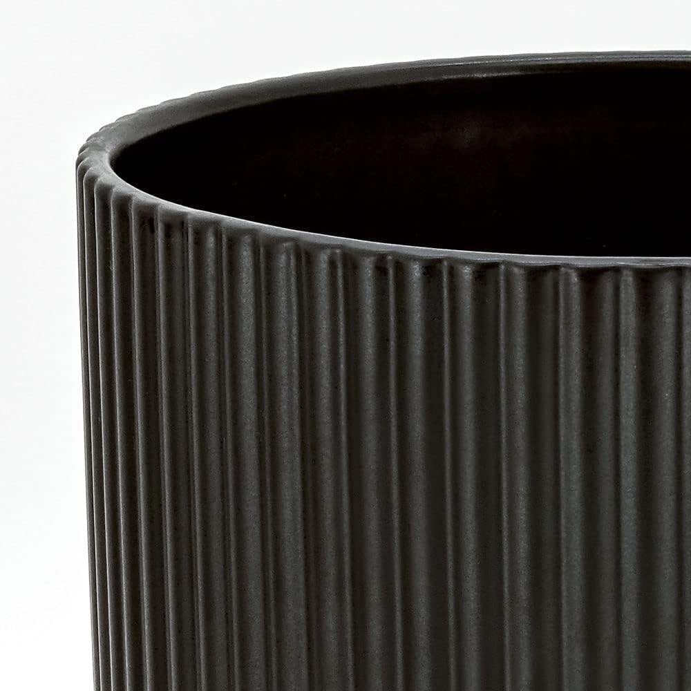 Amazon Basics Fluted Ceramic Round Planter with Drainage Hole, Indoor Outdoor Flower Pot, 10-inch, White