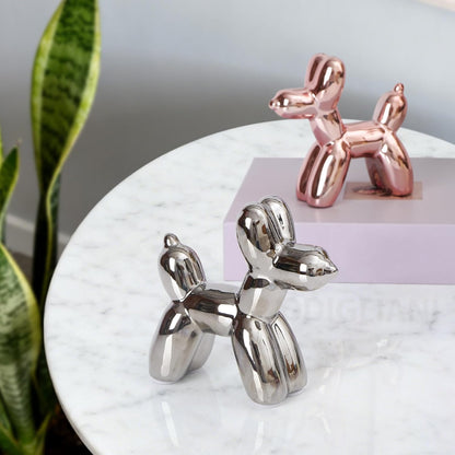 Notakia Cute Ceramics Balloon Dog Statue Crafts Gold Living Room Desktop Decorations,Handmade Modern Small Ceramic Animal Statue Ornament Gold Home Decor Accents
