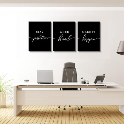 Inspirational Canvas Painting Wall Art -EPHANY ART,Mindset Quotes Prints, Success Framed Entrepreneur Poster Positive Quotes Wall Poster for Home Office Workplace (M-3pcs,12x16inchx3pcs)