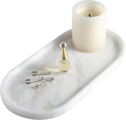 Koville Italian Travertine Tray, 12"x6" Vanity Decorative Marble Tray for Countertop, Catchall Tray for Perfume, Candles, Jewelry Dish Tray