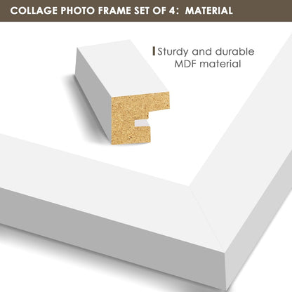 DUENPY 4x6 Collage Picture Frame Tempered Glass Front, Displays Four 4x6 Photo, Family Photo Collage Frame, Wall Decor Wall Hanging or Tabletop, Brown