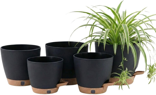 montresor 12/10/8 Inch Self Watering Pots for Indoor Plants Plastic Large Plant Pots for Outdoor Plants, Water Level Window & Spacious Reservoir Flower Pots Decorative Planter with Drainage and Tray