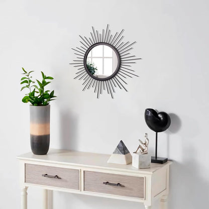 Gold Sunburst Mirrors for Wall Decorative Metal Round Art Mirrors Large Wall Decor Hanging Mirror for Bathroom Bedroom Living Room Vanity Entryway 16"