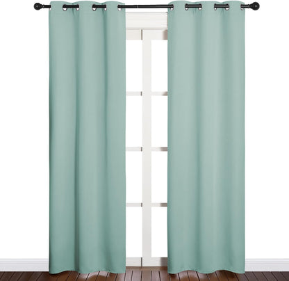 NICETOWN Halloween Pitch Black Solid Thermal Insulated Grommet Blackout Curtains/Drapes for Bedroom Window (2 Panels, 42 inches Wide by 63 inches Long, Black) - Colors A