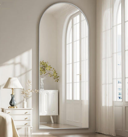 Dewfig Arched Full Length Mirror, 76"x34" Large Floor Mirror, Full Body Mirrors for Leaning or Hanging, Standing Mirrors for Bedroom, Living Room,Dressing Room, Aluminum Alloy Frame, Black