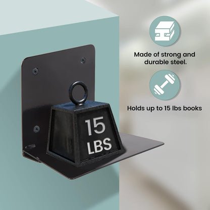 STORAGE MANIAC Floating Book Shelves for Wall Mounted Invisible Floating Bookshelves Heavy-Duty Steel Hidden Bookshelf Hanging Bookshelves for Bedroom Living Room Office, White 4-Pack Large