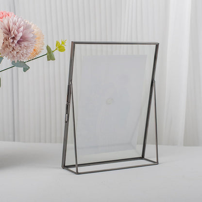 Gold Floating Picture Frame Set of 2, 10"x12" Glass Pressed Flower Picture Frames, Tabletop Standing Glass Floating Frame for 8x10 Photo Display