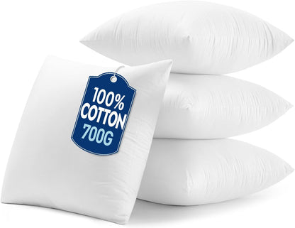 MIULEE 18x18 Pillow Inserts with Cotton Cover,Set of 4 100% Virgin Microfiber Throw Pillows for Couch Sofa and Bed