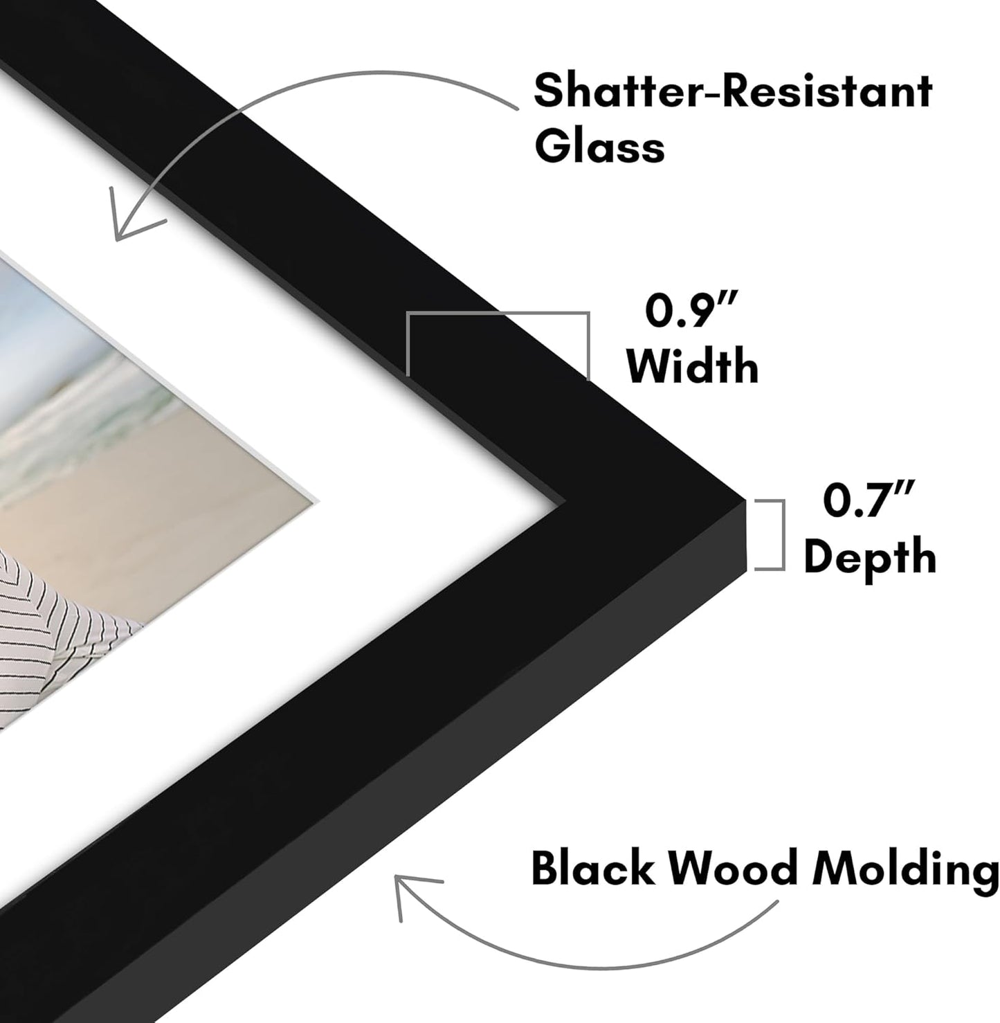 Americanflat 4x6 Collage Picture Frame with Shatter-Resistant Glass - Fits Five 4x6 Photos or Use as One 11x14 Picture Frame - Signature Collection - Collage Frames for Wall Display - Black