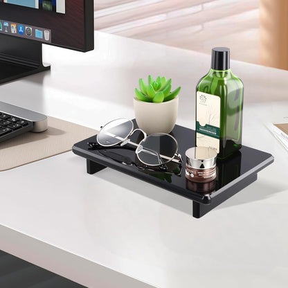 Chivalral Acrylic Bathroom Counter Tray: Water-Resistant Kitchen and Bathroom Tray Countertop Decor,Perfect for Soap Dish,Vanity,Plant,Candle Decor,and Riser Organizer-Small
