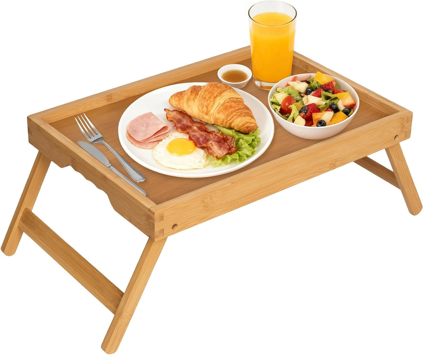 Artmeer Bed Tray Table with Folding Legs,Bamboo Breakfast in Bed for TV Table, Laptop Computer Tray,Eating,Snack Tray(Bamboo)