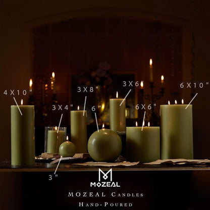 MOZEAL 3" x 4" Hand-Poured Unscented Candle,Dripless Pillar Candle Set of 3,Long Clean Burning,Approx 72 Hours Burn Time,Rustic Country Style,Wedding,Dinner,Christmas and Home Decor,White