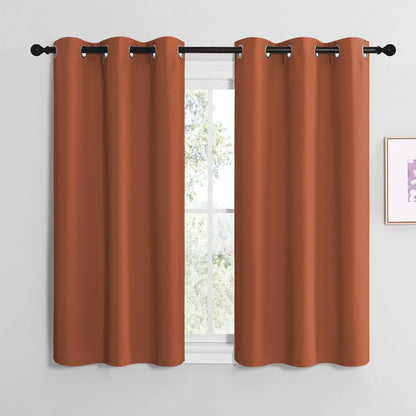 NICETOWN Halloween Pitch Black Solid Thermal Insulated Grommet Blackout Curtains/Drapes for Bedroom Window (2 Panels, 42 inches Wide by 63 inches Long, Black) - Colors B