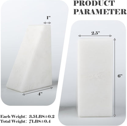 Karibiber Travertine Bookends for Heavy Books, Marble Decorative Bookends for Shelves, Heavy-Duty Stone Book Ends for Hardback Book & Cookbooks, Unique Book Stopper & Holder, Travertino Italy