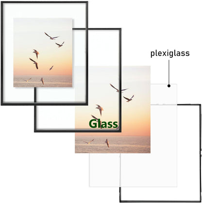 Frametory, Floating Picture Frame 12x16 - Black Aluminum Metal Photo Frame - Real Glass of Front - for Wall Mount Display