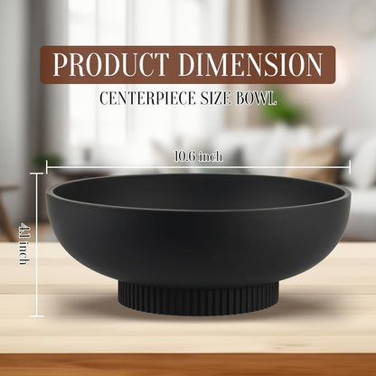 Deobath Large Resin Pedestal Decorative Bowl - Modern Handicraft Bowls for Home Decor - Fruit Bowl for Kitchen Counter - Key Bowl for Entryway Table,Artificial Stone Beige
