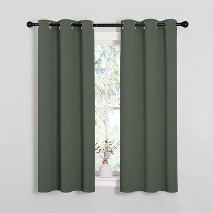 NICETOWN Halloween Pitch Black Solid Thermal Insulated Grommet Blackout Curtains/Drapes for Bedroom Window (2 Panels, 42 inches Wide by 63 inches Long, Black) - Colors C