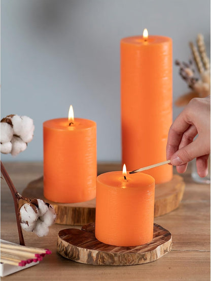 CANDWAX 3x4 inch Pillar Candles Set of 3 – Unscented Dripless Rustic Dark Blue Candles for Room Decor, Weddings, Centerpieces