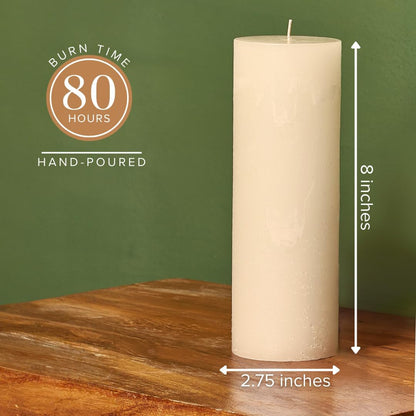 Simply Soson 3x6 inch Ivory Pillar Candles Set of 3, Rustic Texture, Unscented Ivory Candles, Dripless Candles, 3 inch Pillar Candles Ideal as Wedding, Parties, Spas, Dinner, Home Decoration, Church