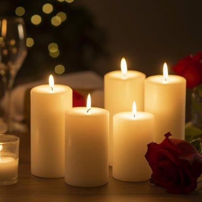 Unscented Ivory Pillar Candles Set of 6-2.8x4 inch - Dripless and Smokeless Large Pillar Candles, 50-Hours Long Burning Time Paraffin Candle for Dinner Table, Christmas and Home Decor
