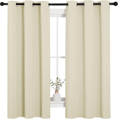 NICETOWN Halloween Pitch Black Solid Thermal Insulated Grommet Blackout Curtains/Drapes for Bedroom Window (2 Panels, 42 inches Wide by 63 inches Long, Black) - Colors C