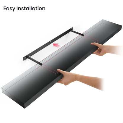 Ballucci Floating Shelves for Wall, 48" Wood Wall Shelf Set of 2, with Invisible Brackets for Bathroom, Living Room, Bedroom, Kitchen, Nursery, 8" Deep, Black