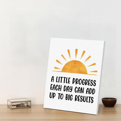 Inspirational Farmhouse Canvas Print Wall Art Decor One Small Positive Thought in the Morning Can Change Your Whole Day Sign Painting Plaque Rustic Home Decoration (8 X 8 Inches, Framed)
