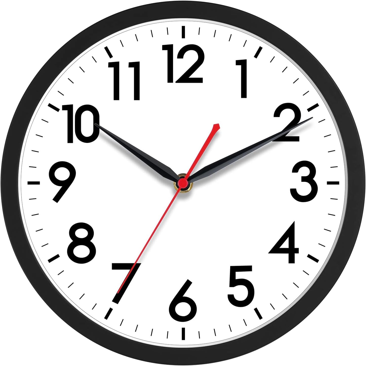 AKCISOT Wall Clock, Modern Small Wall Clocks Battery Operated 8 Inch, Silent Non-Ticking Analog Classic for Office, Home, Bathroom, Kitchen, Bedroom, School(Black)